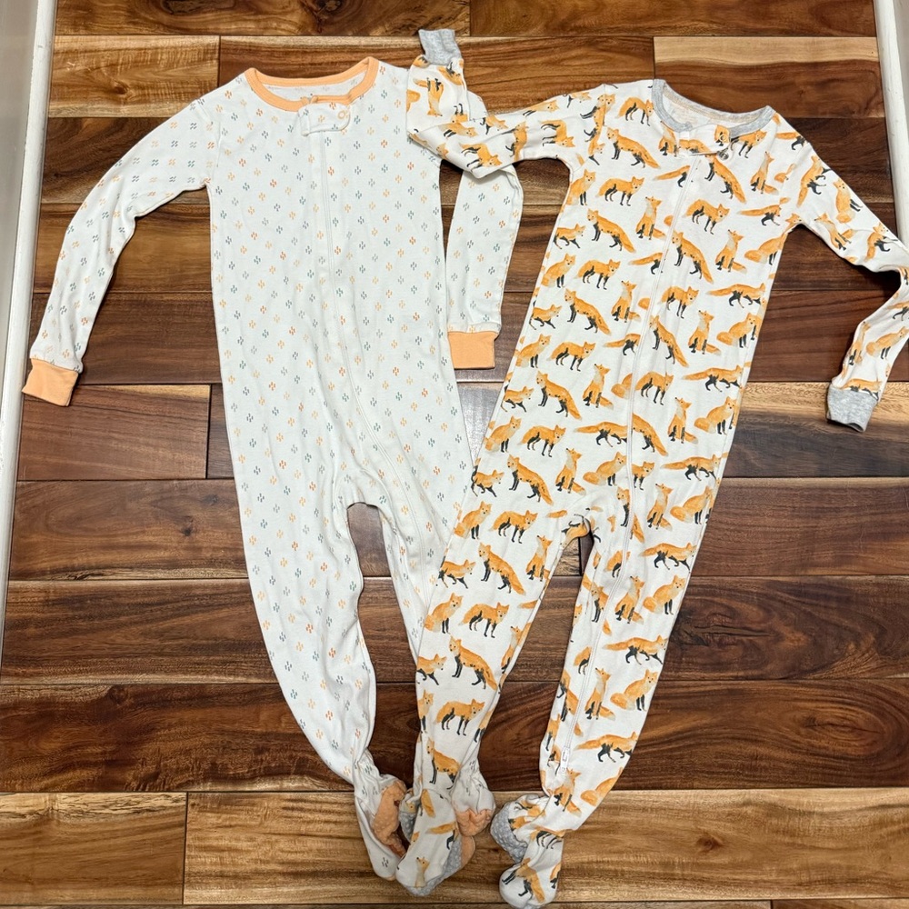 Cloud Island Cream Onesie with Orange Trim